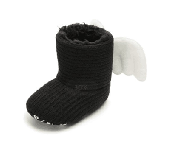 Cizmulite negre cu aripioare (Marime Disponibila: 6-9 luni (Marimea 19