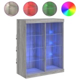 Servanta cu lumini LED, gri sonoma, 81x37x100 cm, DKD Home Decor