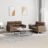 VidaXL Set de canapele cu perne, 2 piese, maro, textil