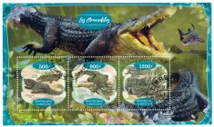 GABON 2020 - Fauna, Crocodili / set complet colita + bloc