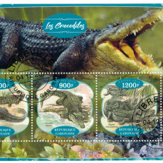 GABON 2020 - Fauna, Crocodili / set complet colita + bloc