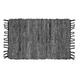 Pres traditional, din bumbac si piele artificiala, antiderapant, impletituri, gri cu negru, 70x40 cm