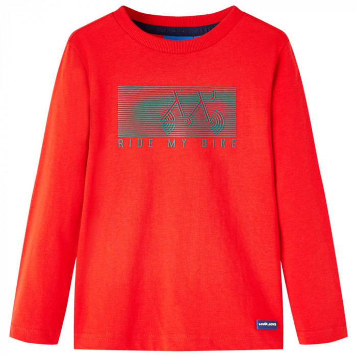 Tricou pentru copii cu m&acirc;neci lungi, roșu, 140