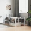 Cadru Pat Metalic vidaXL Alb 80x200 cm cu Tăblie, Spațiu Depozitare, Oțel Rezistent