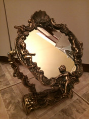 Eleganta oglinda rabatabila pentru noptiera din bronz masiv Baroc foto
