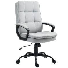 HOMCOM Scaun de Birou Ergonomic cu Spătar &Icirc;nalt, &Icirc;nălțime Reglabilă, Funcție de Leagăn și Brațe, 63x70x102-112 cm, Gri | Aosom Romania