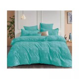 Cumpara ieftin Lenjerie de Pat Finet Jacquard Velvet Gofrat, Pat Dublu, 6 Piese,TURCOAZ - PUC120