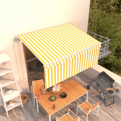 vidaXL Copertină retractabilă automat cu stor, galben &amp;amp; alb, 3x2,5 m foto