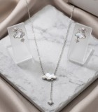Cumpara ieftin Set din Argint 925 , zDreamy Cloud, , Colier Lariat E i Cercei cu Insertie Sidef E i Stelute, 4g