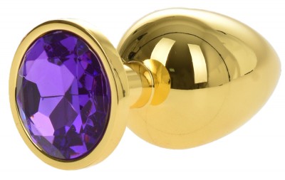 Dop Anal Metallic Buttplug, Large, Auriu/Mov, Passion Labs foto