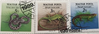 (B ) Timbre serii Straine tema Animale Ungaria Serpi foto