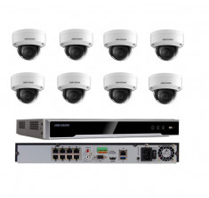 Sistem 8 camere supraveghere interior IP POE Hikvision 5MP 30m IR lentila 2.8 mm 90 grade unghi foto