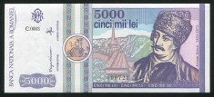 q501 BANCNOTA 5000 LEI 1992 NECIRCULATA UNC foto