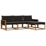 vidaXL Set de canapele de exterior cu pernă 4 pcs Natural și Negru 3381336
