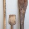 Set de 3 ustensile vintage de bucatarie romaneasca, facalet de mamaliga + 2 palete pentru unt si coliva, vechime 100 ani