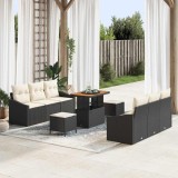 Cumpara ieftin Set de canapele pentru grădină cu pernă 9 pcs Negru Rattan poli