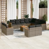 vidaXL Set mobilier de grădină cu perne, 13 piese, gri, poliratan