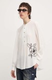 Desigual bluza NAGASAKI femei, culoarea bej, cu imprimeu, 24WWBW01