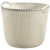 Cos de depozitare Curver Knit 30L crem, rotund, cu manere, 39x30 cm