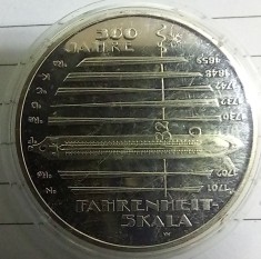 (A108) MONEDA DIN ARGINT GERMANIA - 10 EURO 2014, LIT. J, 300 ANI SKALA FAHRENHEIT, STARE PROOF