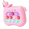 Jucarie interactiva pop it whack a mole, flippy, tip consola, anti-stres, 4 moduri de joc, din abs si silicon, +3 ani, model unicorn, roz