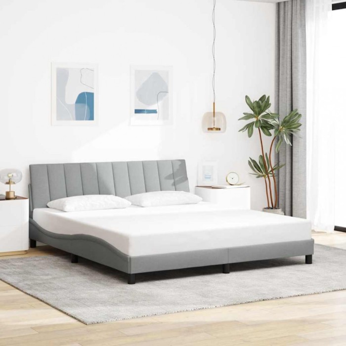 vidaXL Cadru de pat fără saltea, Hanko, gri deschis, 180x200 cm, textil 3310475