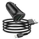 Incarcator Auto cu cablu Lightning HOCO Z39, 2 X USB, Quick Charge, 18W, Negru