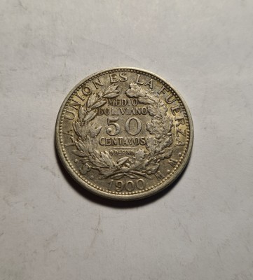 Bolivia 50 Centavos 1900 Piesa Frumoasa foto