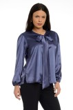 Cumpara ieftin Bluza Dama cu Funda Ampla, Satin Gri - XL