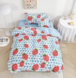 Cumpara ieftin Lenjerie De Pat Yamal Xc041, Bumbac, 4 Piese, Cu Elastic, Albastru, Imprimeu