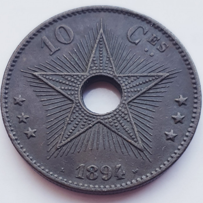 3277 Congo Belgian Stat Liber 10 centimes 1894 L&eacute;opold II km 4