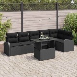 VidaXL Set de canapele pentru grădină 7 pcs Negru 100 x 55 x 73 cm