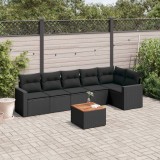 Gossi set canapele de gradina cu perne, 7 piese, negru, poliratan