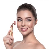 Aparat Masaj Facial, Rose Quartz, Vibratii, Metalic, Baterie AA, Oem