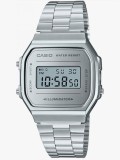 Cumpara ieftin Ceas unisex digital Casio A168WA, quartz, bratara din otel inoxidabil, iluminare electroluminiscenta, alarma si cronometru, fata silver