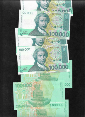 Croatia 100000 100 000 dinari 1993 unc pret pe bucata foto