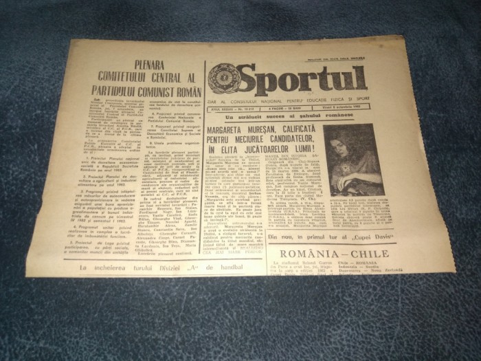 ZIARUL SPORTUL 8 OCTOMBRIE 1982