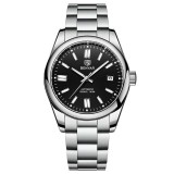 Ceas barbatesc de mana Benyar Mecanic Automatic Analog 10 ATM Argintiu Negru