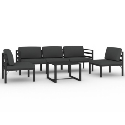 Set mobilier de gradina cu perne, 6 piese, antracit, aluminiu foto