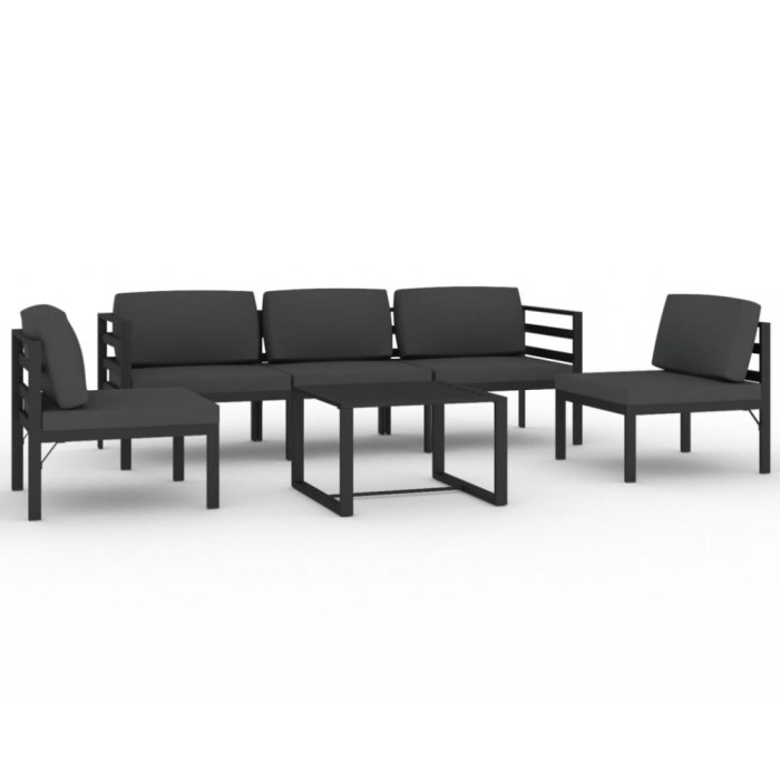 Set mobilier de gradina cu perne, 6 piese, antracit, aluminiu