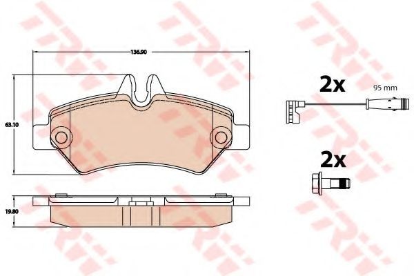 Set placute frana,frana disc MERCEDES SPRINTER 4,6-t platou / sasiu (906) (2006 - 2016) TRW GDB2076