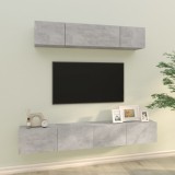 Set dulap TV, 4 piese, gri beton, lemn prelucrat