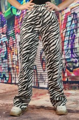 F933-211 Blugi largi evazati cu talie inalta din denim in doua culori