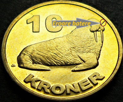 Moneda exonumia 10 COROANE / KRONER - GROENLANDA, anul 2010 *cod 2604 UNC eroare foto