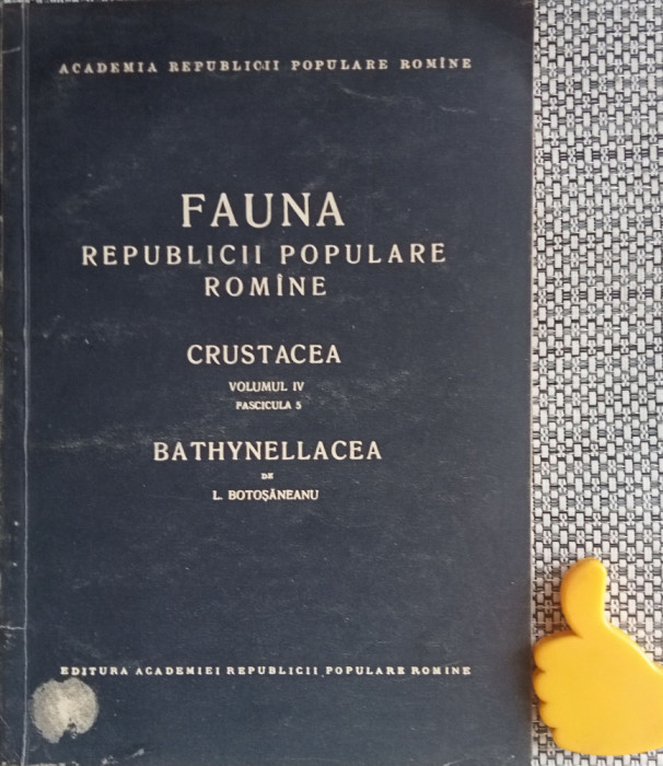 Fauna Republicii Populare Romane Crustacea vol IV fascicula 5 Bathynellacea