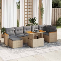 vidaXL Set canapele grădină cu perne 8 piese bej poliratan/lemn acacia 3327517
