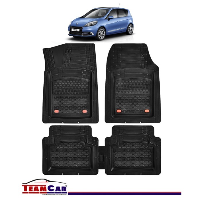 Covorase Auto TeamCar&reg; Tip Tavita Compatibile Renault Scenic III (2009-2016) Negru Material Rezistent