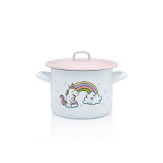 Oala cu capac Unicorn Metalac, email, 14cm, 1.5l