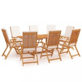 Cumpara ieftin Set mobilier de grădină cu perne, 9 piese, lemn masiv tec