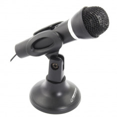 Microfon cu suport reglabil si detasabil, Esperanza Sing, cablu 150 cm, conector jack 3.5 mm, negru
